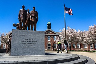 A monument to the former slaves and Union Army soldiers who raised money to found Lincoln University greets visitors to the historically Black college/university (HBCU) located in Jefferson City, Missouri. (Photo courtesy of Lincoln University)